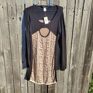 Ashley Stewart Scoop Leopard Midi Dress sz 14/16